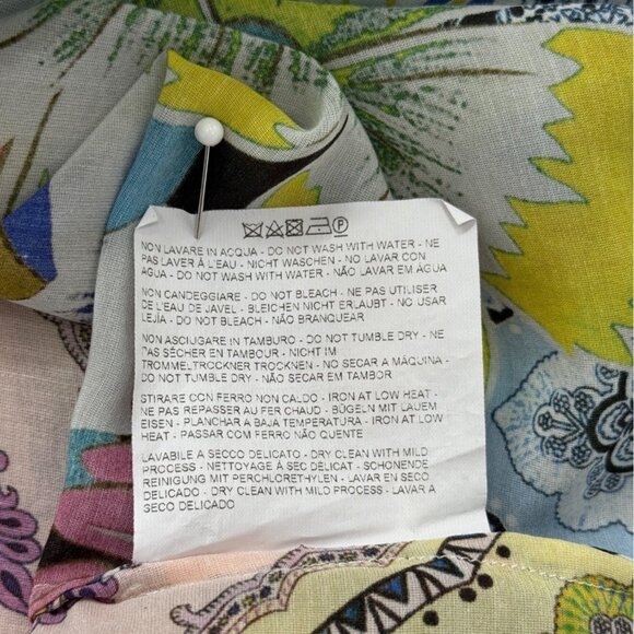 Etro Button-Up Blouse Floral Long-Sleeve Tunic Italy Silk Cotton Womens Size XXL - Picture 7 of 8